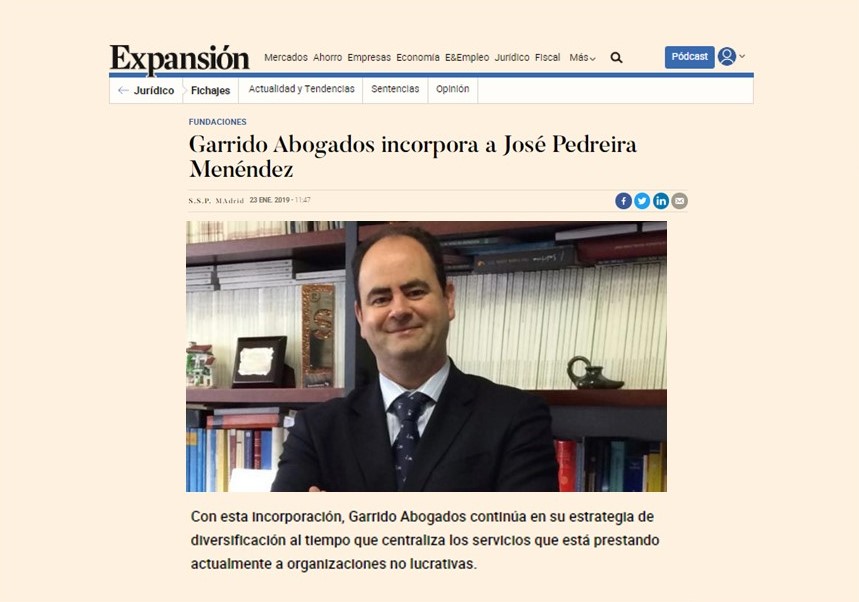 José Pedreira Menéndez se incorpora a Garrido