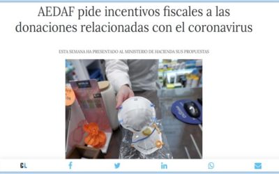 José Pedreira, junto con la AEDAF, al frente de la solicitud al Ministerio de Hacienda de la mejora fiscal de las donaciones relacionadas con el COVID-19