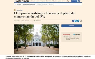 El Supremo modifica su jurisprudencia sobre el plazo de comprobación del IVA a instancias de Garrido