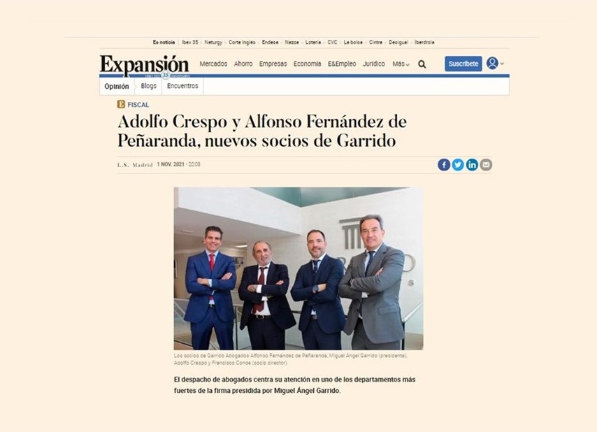 Adolfo Crespo y Alfonso Fernández de Peñaranda nuevos socios de Garrido