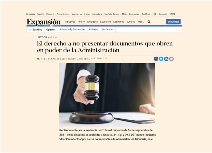 El derecho a no presentar documentos que obren en poder de la Administración