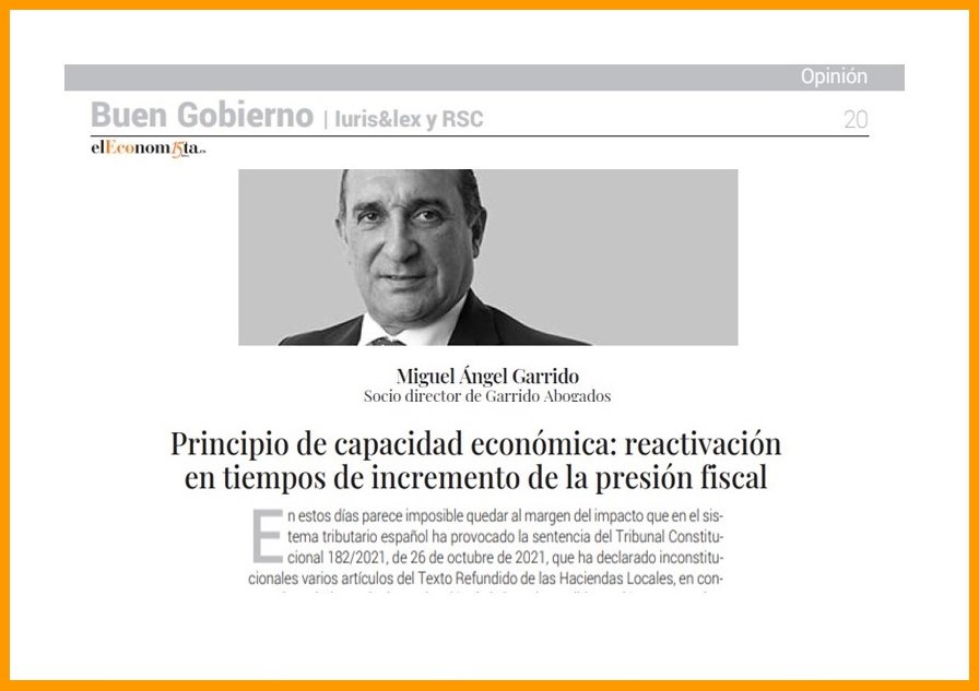 Principio de capacidad económica: reactivación en tiempos de incremento de la presión fiscal