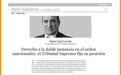 Derecho a la doble instancia en el orden sancionador: el Tribunal Supremo fija su posición