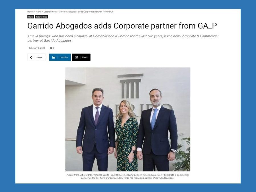 Legal Dealmaker announces Amelia Buergo’s arrival as a new partner and head of our Corporate – Commercial Area