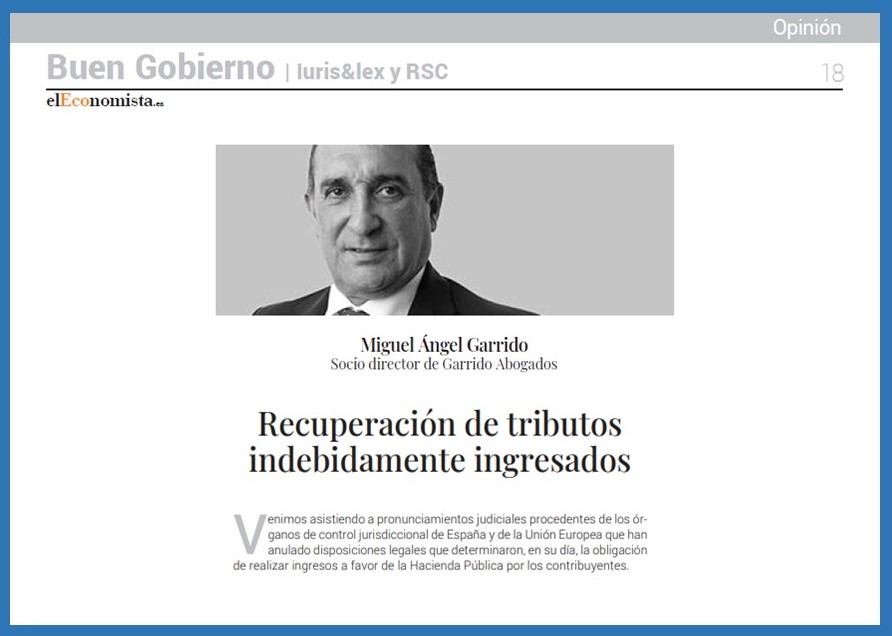 Recuperación de tributos indebidamente ingresados