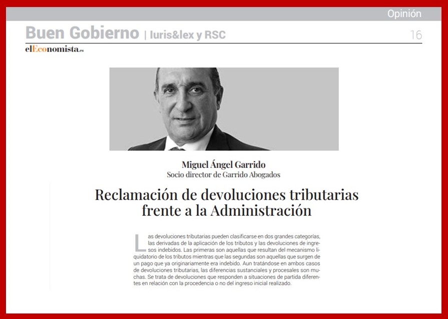 Reclamación de devoluciones tributarias frente a la Administración