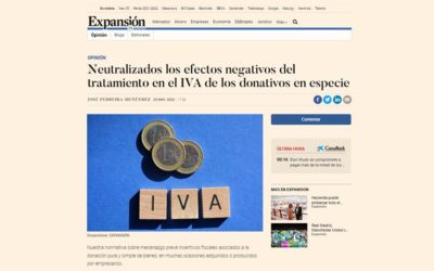 Neutralizados los efectos negativos del tratamiento en el IVA de los donativos en especie