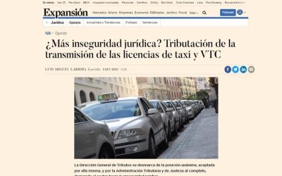 ¿Más inseguridad jurídica?: tributación de la transmisión de las licencias de taxi y VTCs