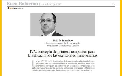 IVA: concepto de primera ocupación para la aplicación de las exenciones inmobiliarias