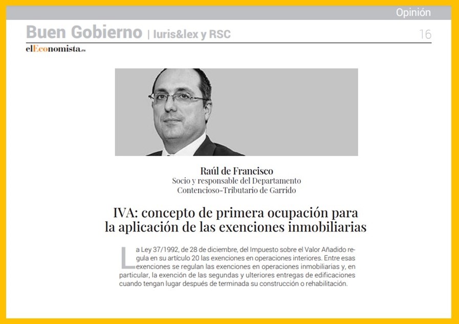 Concepto primera ocupación IVA