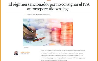 El régimen sancionador por no consignar el IVA autorrepercutido es ilegal