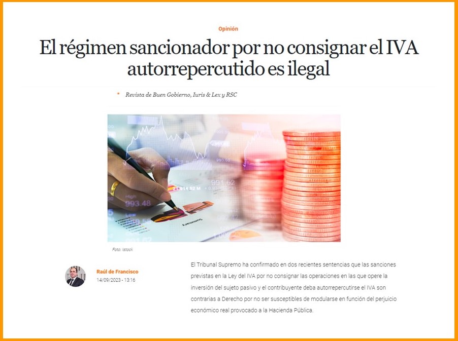 Ilegalidad régimen sancionador IVA autorrepercutido