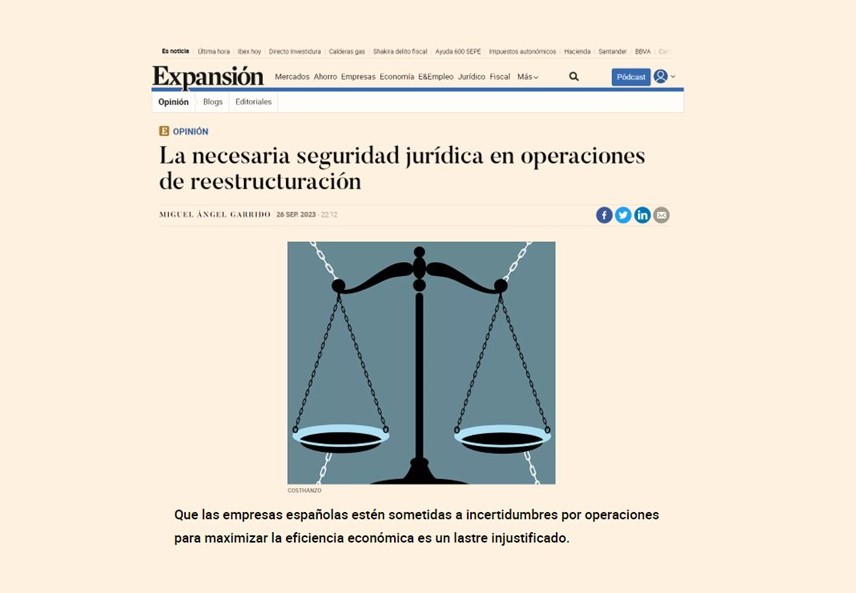 La necesaria seguridad jurídica en operaciones de reestructuración
