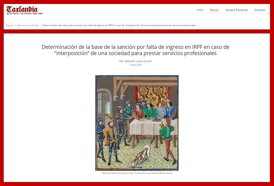Determinación de la base de la sanción por falta de ingreso en IRPF en caso de “interposición” de una sociedad para prestar servicios profesionales