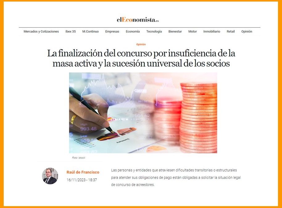 La finalización del concurso por insuficiencia de la masa activa de sociedades mercantiles no impide automáticamente la sucesión universal de los socios
