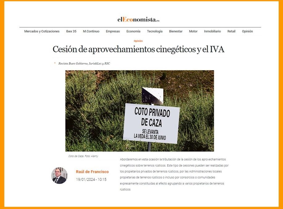 Cesión de aprovechamientos cinegéticos