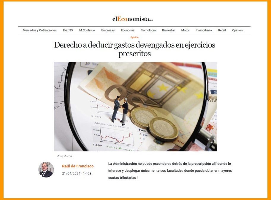 Derecho a deducir gastos devengados en ejercicios prescritos