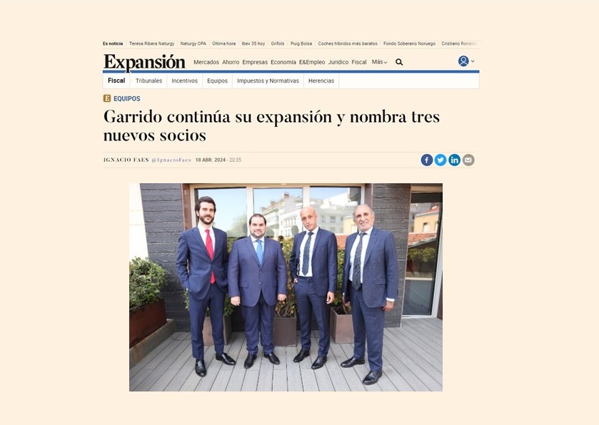 Luis Miguel Larriba, Antonio Revuelta e Iñigo Araluce nuevos socios de Garrido