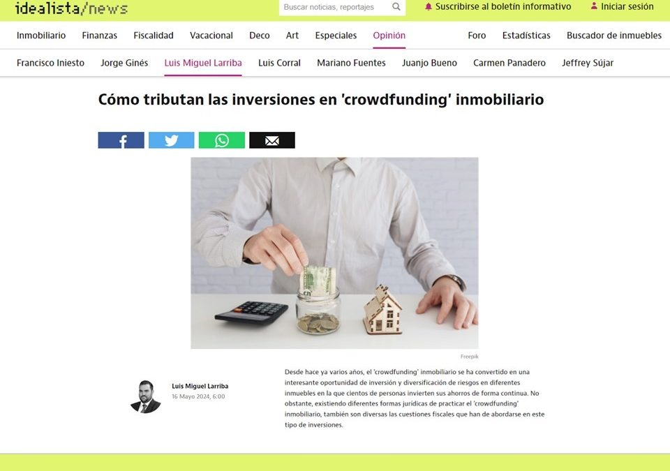 Tributación crowdfunding inmobiliario