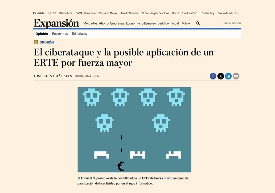 El ciberataque y la posible aplicación de un ERTE por fuerza mayor