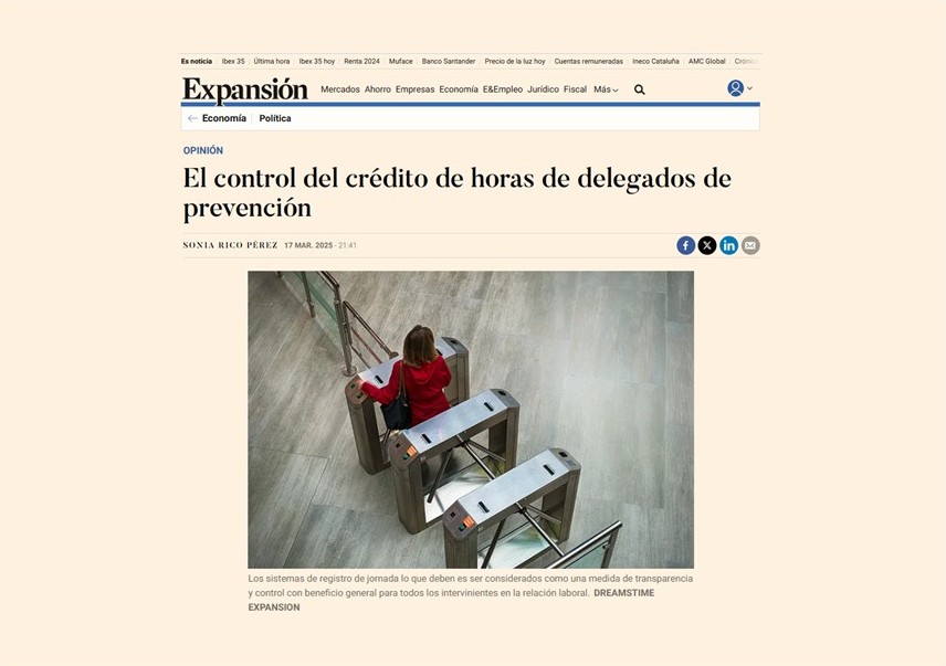 El control del crédito de horas de los delegados de prevención