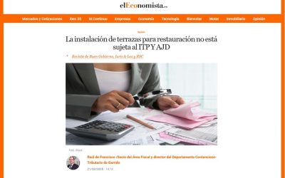 La instalación de terrazas para restauración no está sujeta al ITP Y AJD