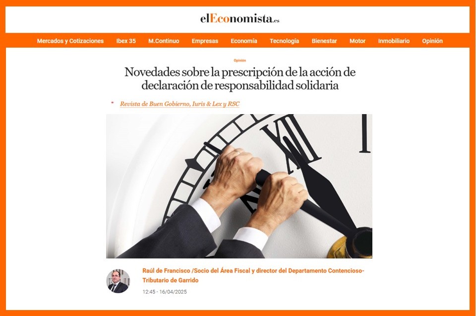 Novedades sobre la prescripción de la acción de declaración de responsabilidad solidaria