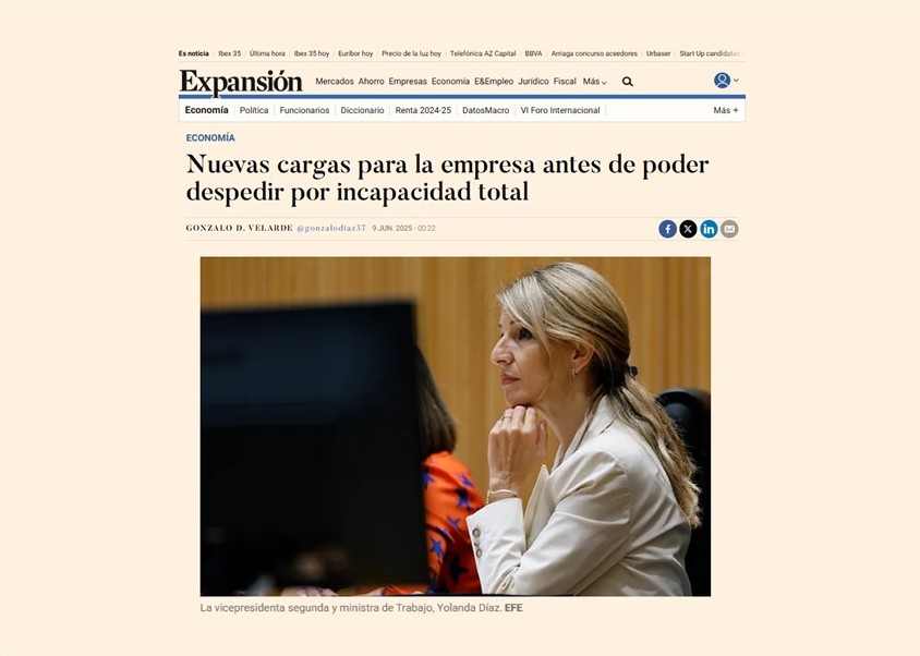 Nuevas cargas para la empresa antes de poder despedir por incapacidad total