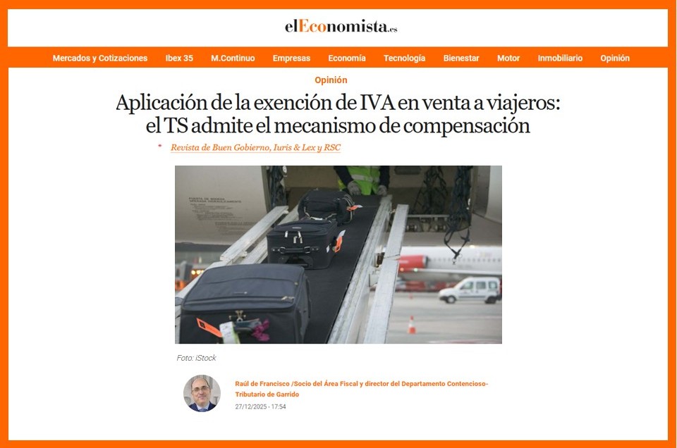 Aplicación de la exención de IVA en venta a viajeros: el TS admite el mecanismo de compensación