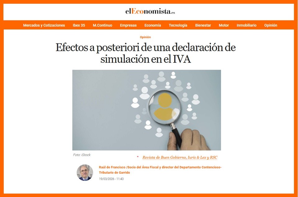 Efectos a posteriori de una declaración de simulación en el IVA