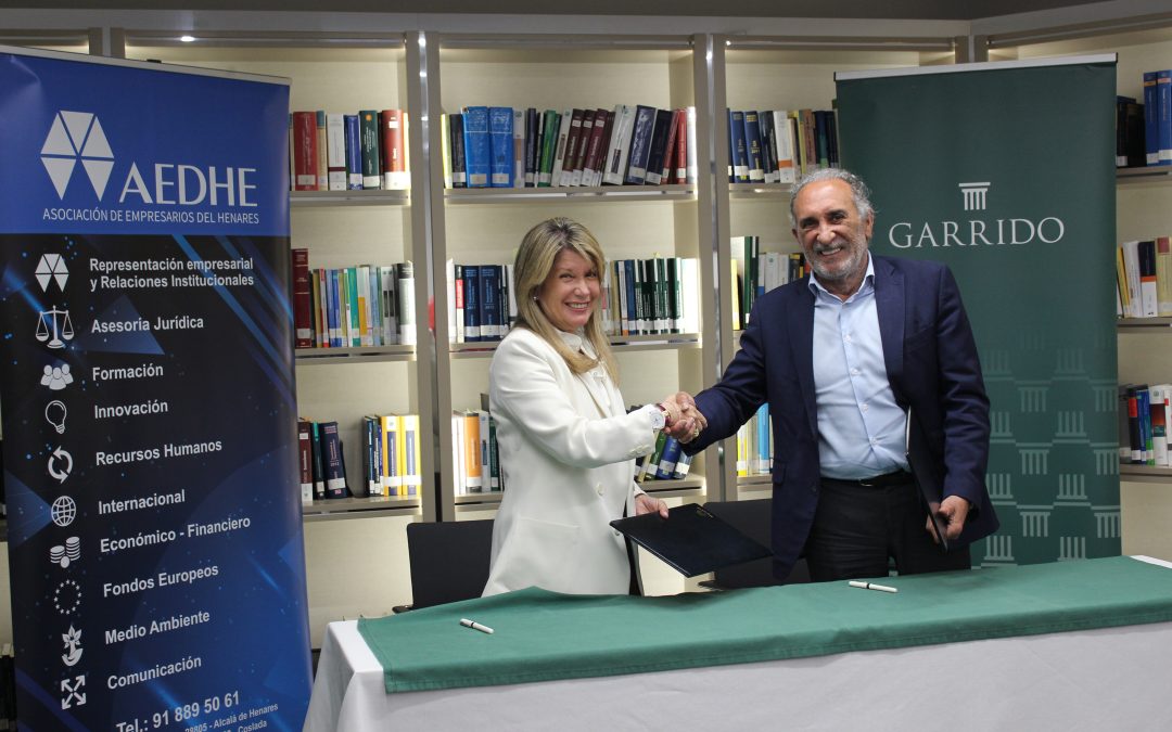 Garrido y AEDHE intensifican su colaboración en beneficio de las empresas del Corredor del Henares con un nuevo convenio de colaboración que identifica a nuestra Firma como Legal Partner